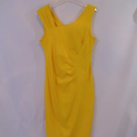 Haute Edition Women's Retro Sleeveless Bodycon Dress - Large - Yellow